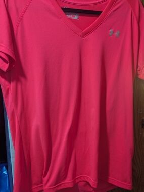 Under Armour V-Neck Athletic Tee - Hot Pink